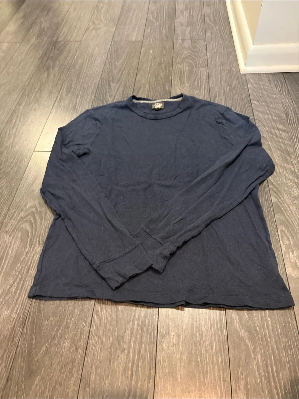 J. Crew Navy Blue Long-Sleeve Cashmere Blend Crewneck Tee Large